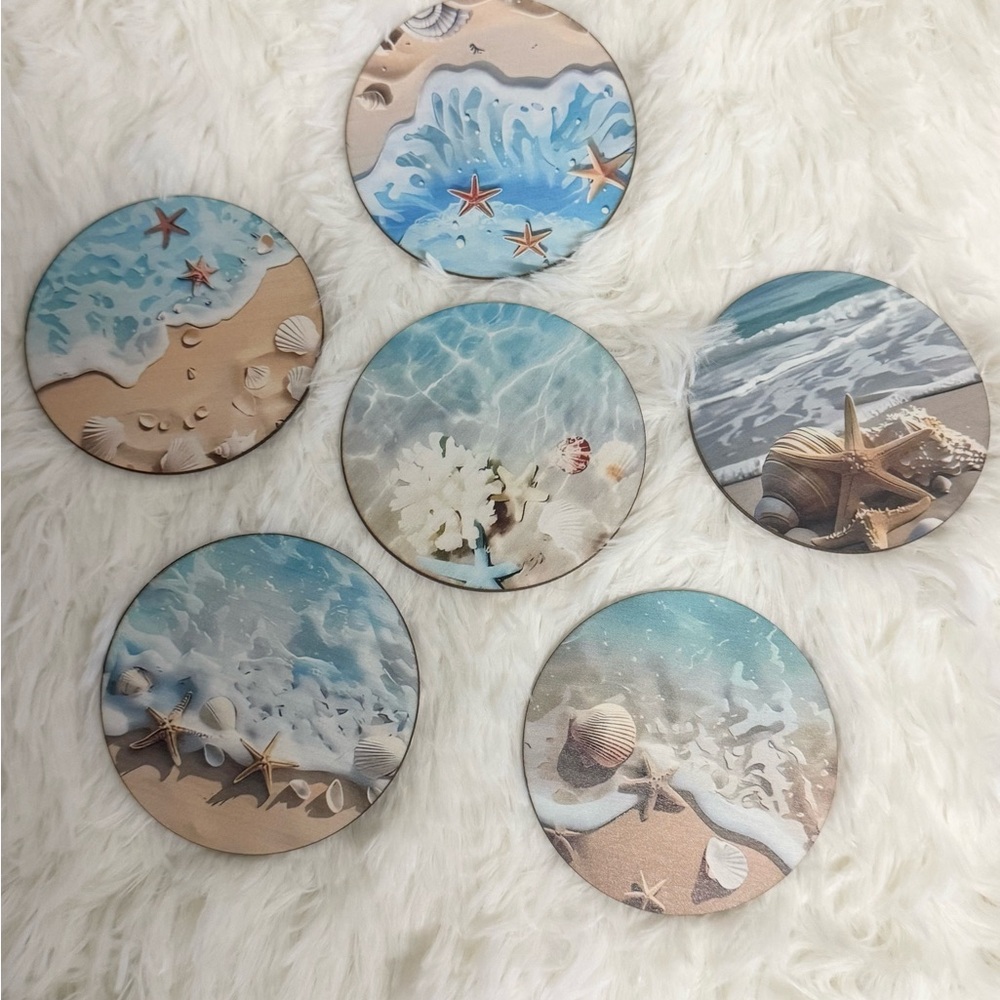 Beach Themed Coasters 6 pcs Set